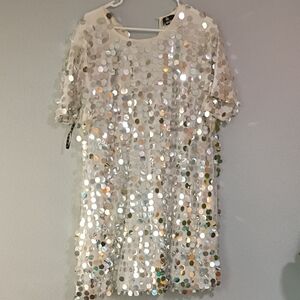 Chic Cream Dress with Silver Sequins